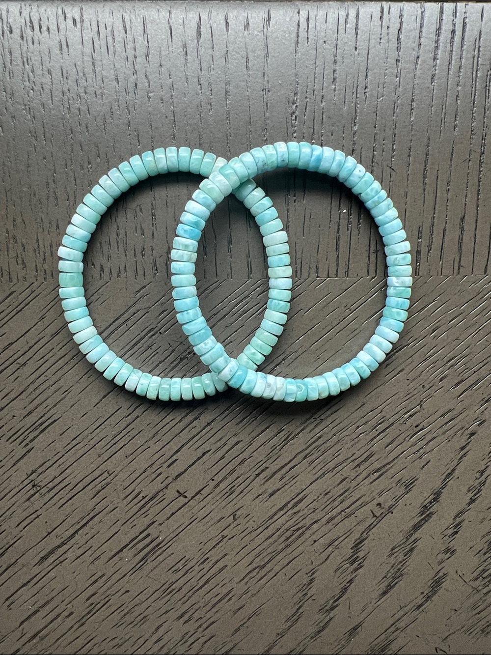 ( ONE ) Larimar donut bracelet 6mm SIZE 6.75’ - Picture 2 of 2